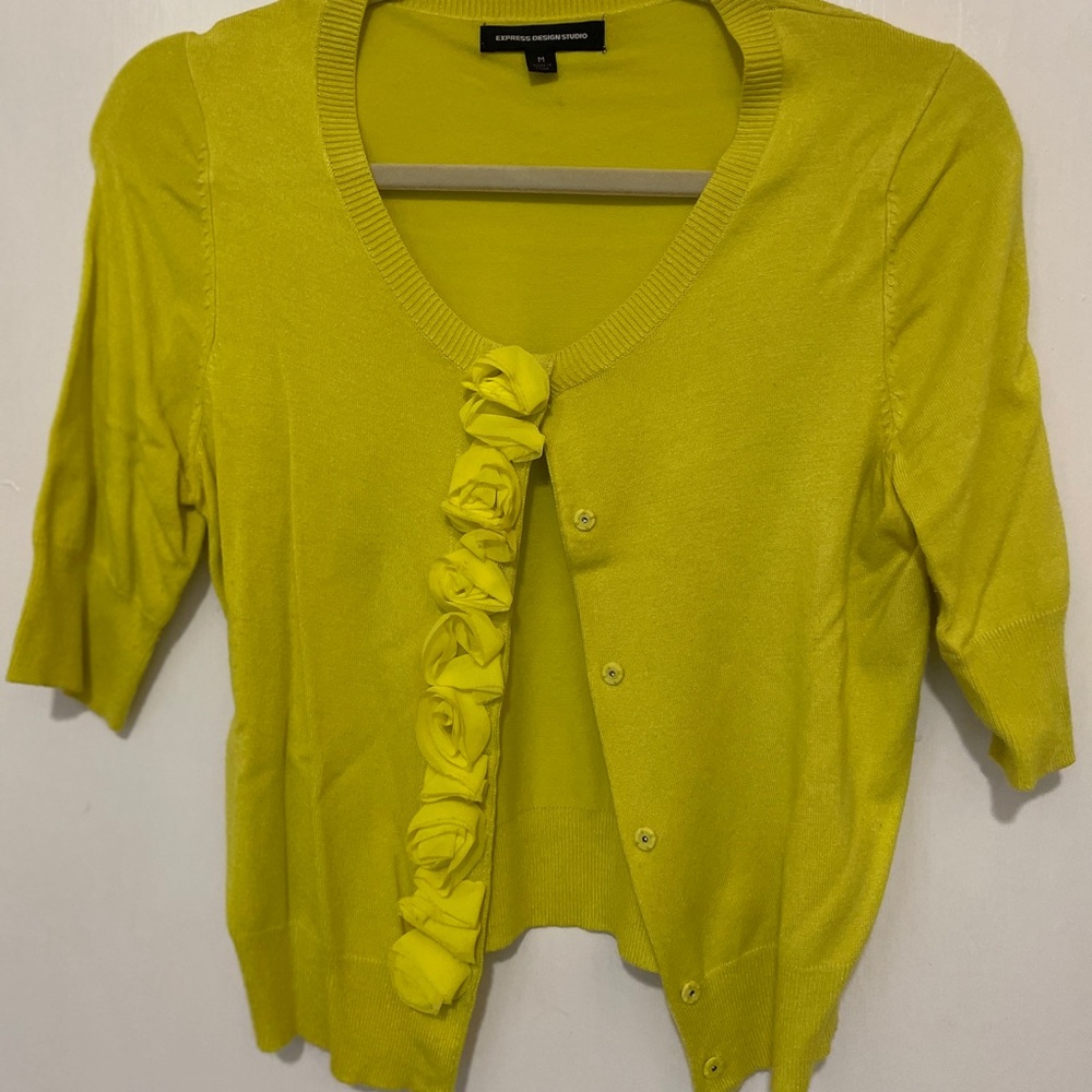 M express neon yellow cardigan